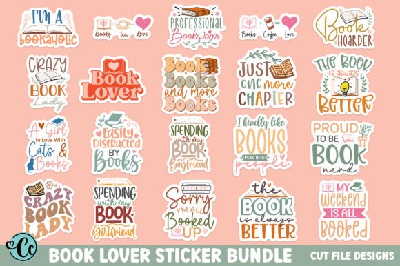 Download Book Lover Printable Sticker Bundle - Printable sticker Collection
