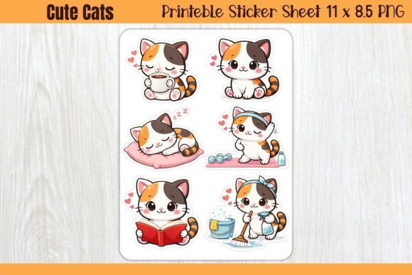Download Cute Cats Printable Sticker Sheet - Printable sticker Collection