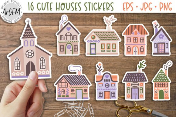 Download Cute Houses Printable Sticker Pack - Printable sticker Collection