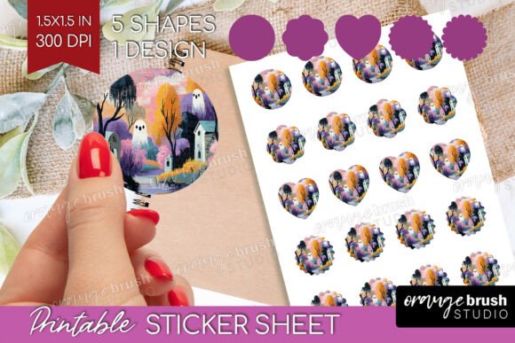 Download Retro Halloween Printable Sticker Sheet - Printable sticker Collection