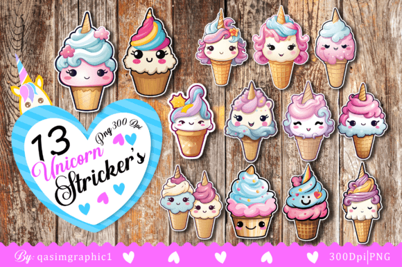 Download Cute Unicorn Ice Cream Printable Sticker - Printable sticker Collection