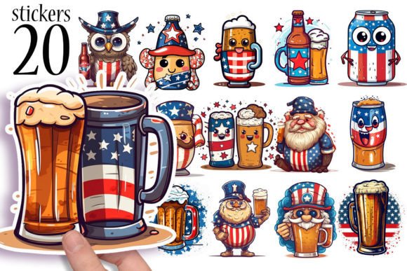 Download 4th of July Beer Printable Sticker Sheet - Printable sticker Collection