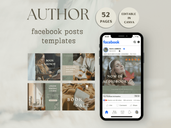 Download Author Facebook Post Template - Premium Bundle