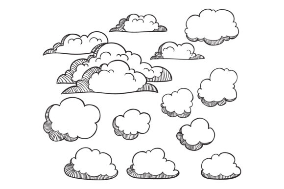 Download Black and White Doodle Clouds - Clouds Collection