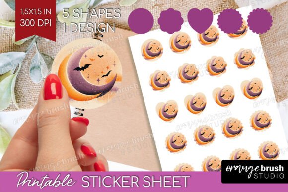 Download Retro Halloween Printable Sticker Sheet - Printable sticker Collection