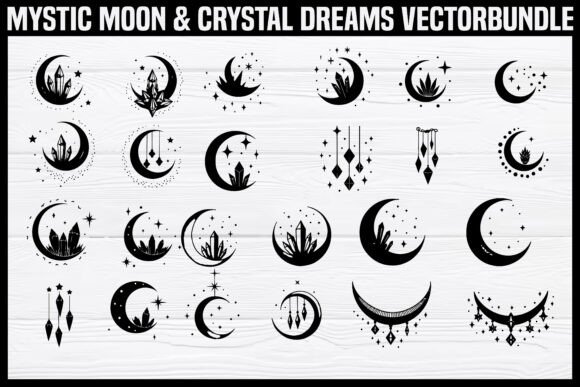Download Mystic Moon &amp; Crystal Dream Vector Set B - Crystal Collection
