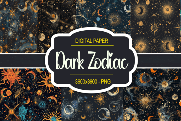 Download Celestial Dark Zodiac Pattern - Zodiac pattern Collection